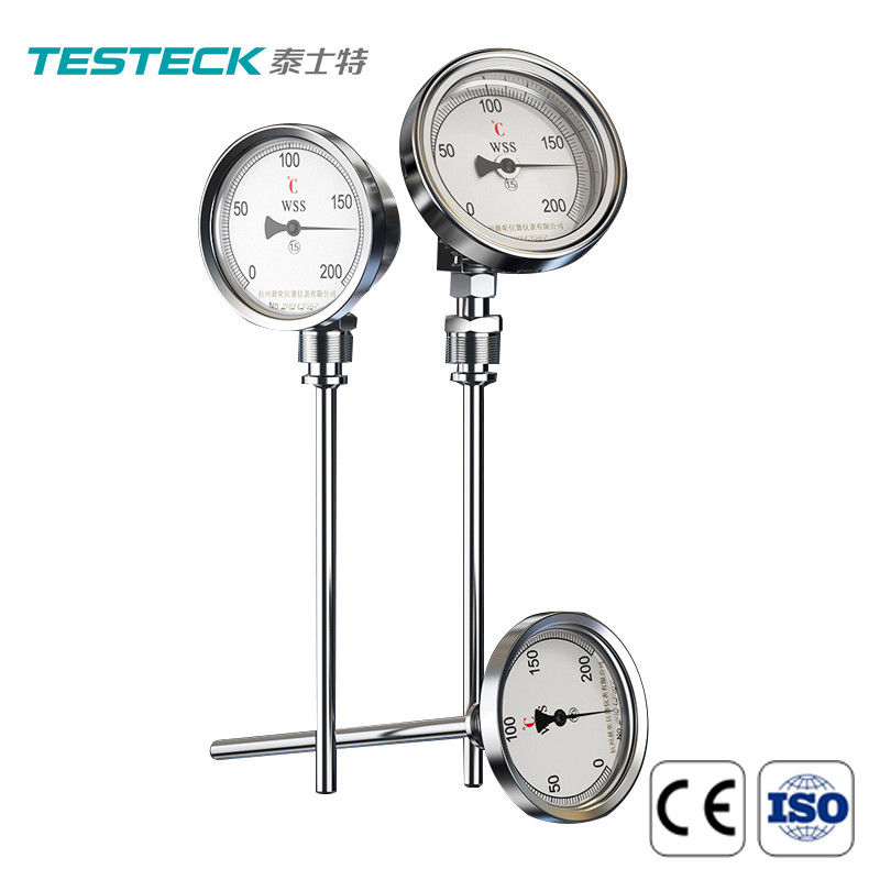6.4MPa IP55 Axial Bimetal Thermometer Stainless Steel Bimetal Temperature Gauge